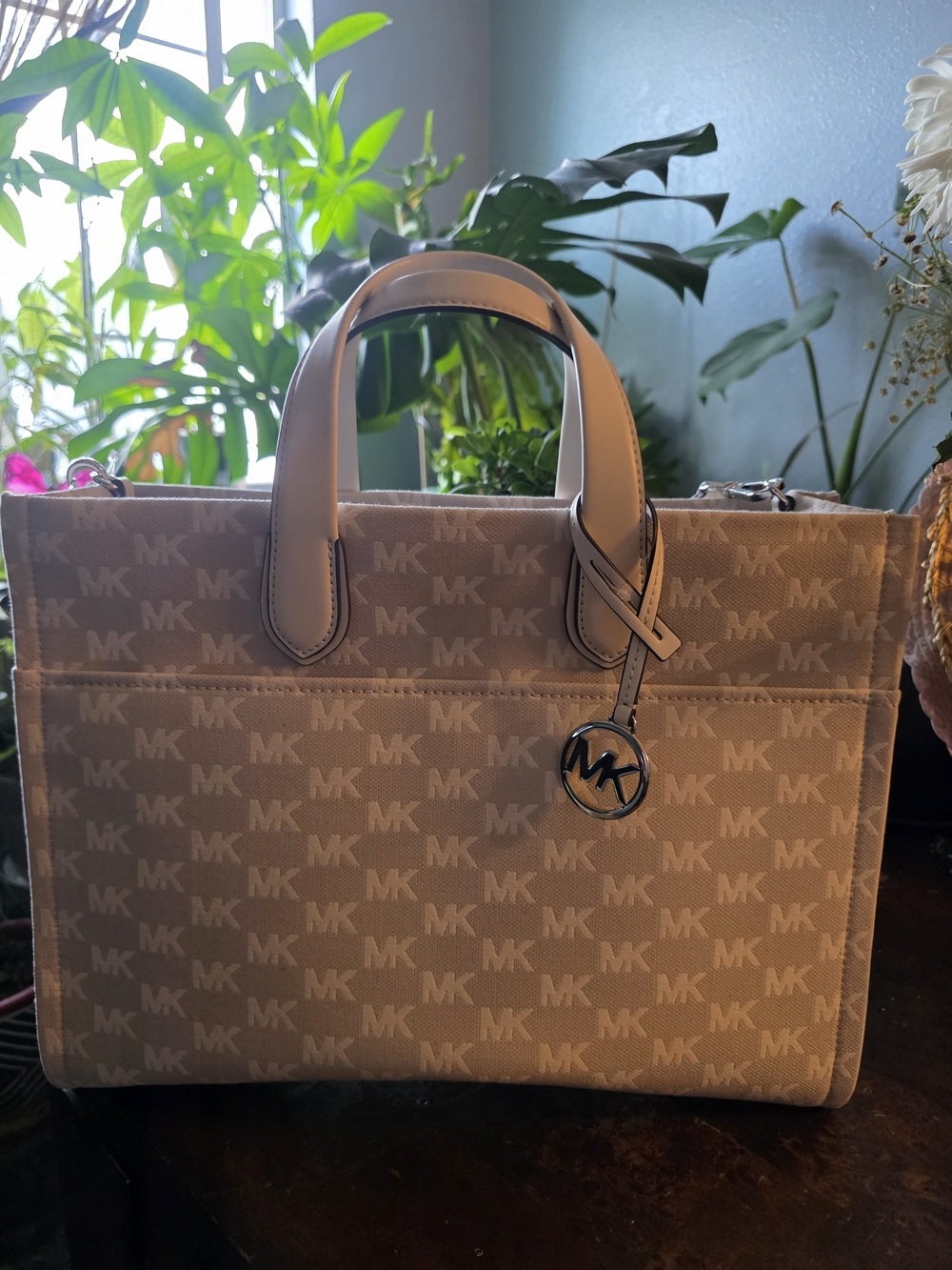 Michael Kors Beige Tan MK Monogram Tote